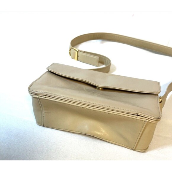 VTG Jacqueline Ferrar Leather Cream Beige Adj. Crossbody Purse Shoulder Pockets - Picture 10 of 14